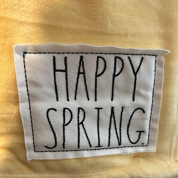 NWT Rae Dunn Soft Plush Yellow Patch Throw Blanket 50x70 HAPPY SPRING - Picture 2 of 2